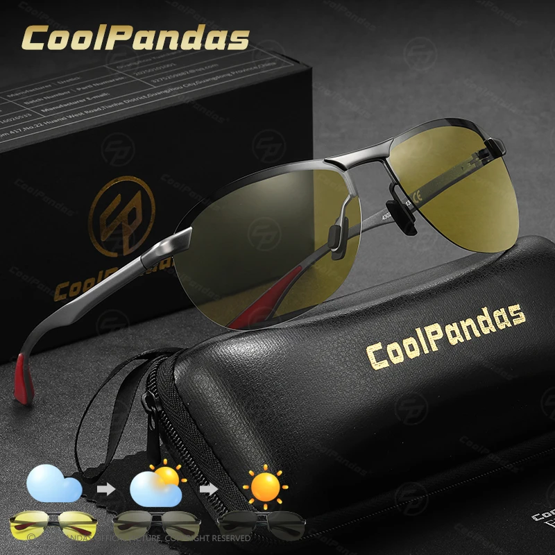 New Trend Intelligent Aviation Sunglasses Men Photochromic Polarized Day Night Vision Glasses Women oculos de sol masculino