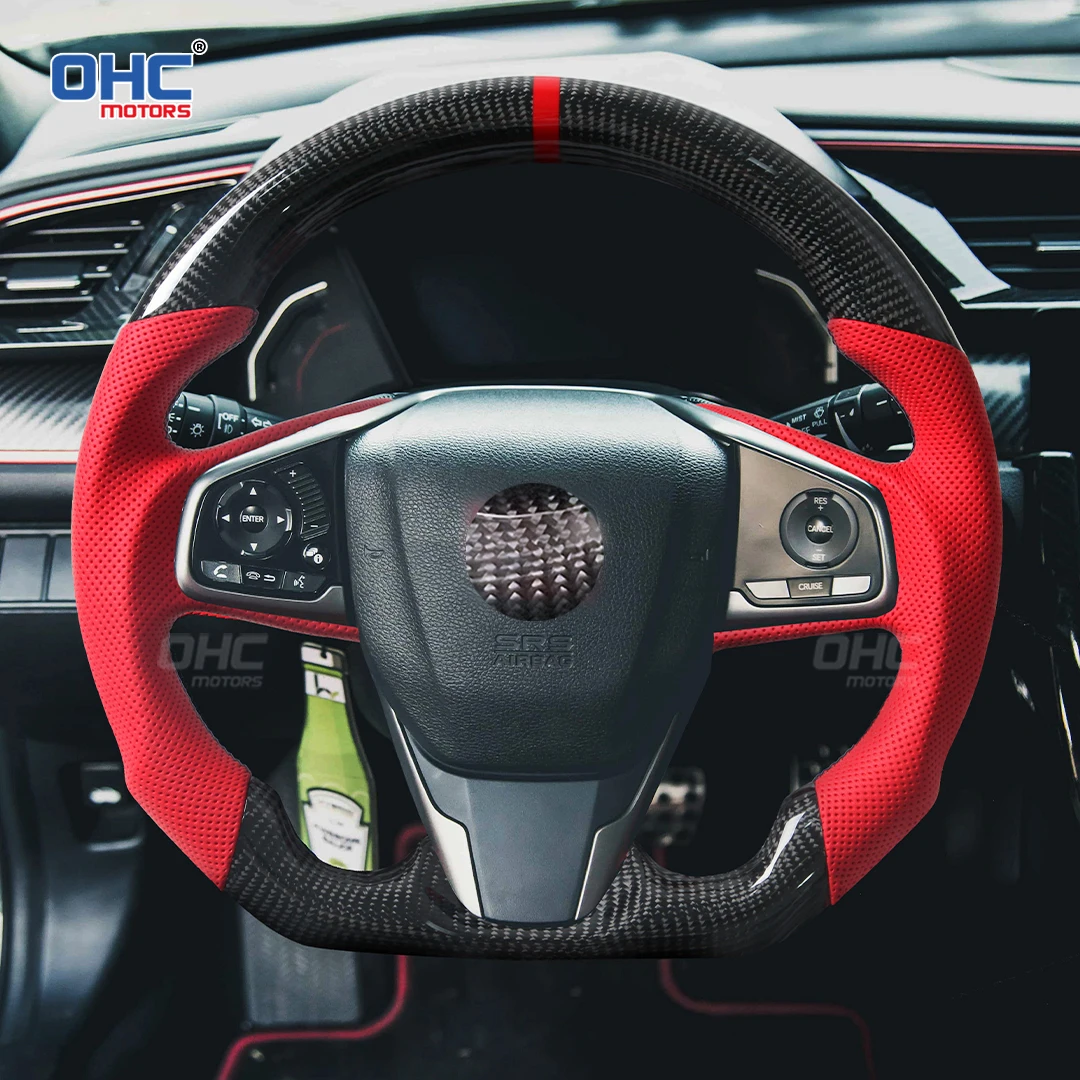 OHC ألياف الكربون عجلة القيادة الجلود الكانتارا لهوندا سيفيك 10th Type-R FK8 2016 2017 2018 2019 2020 مخصصة #1