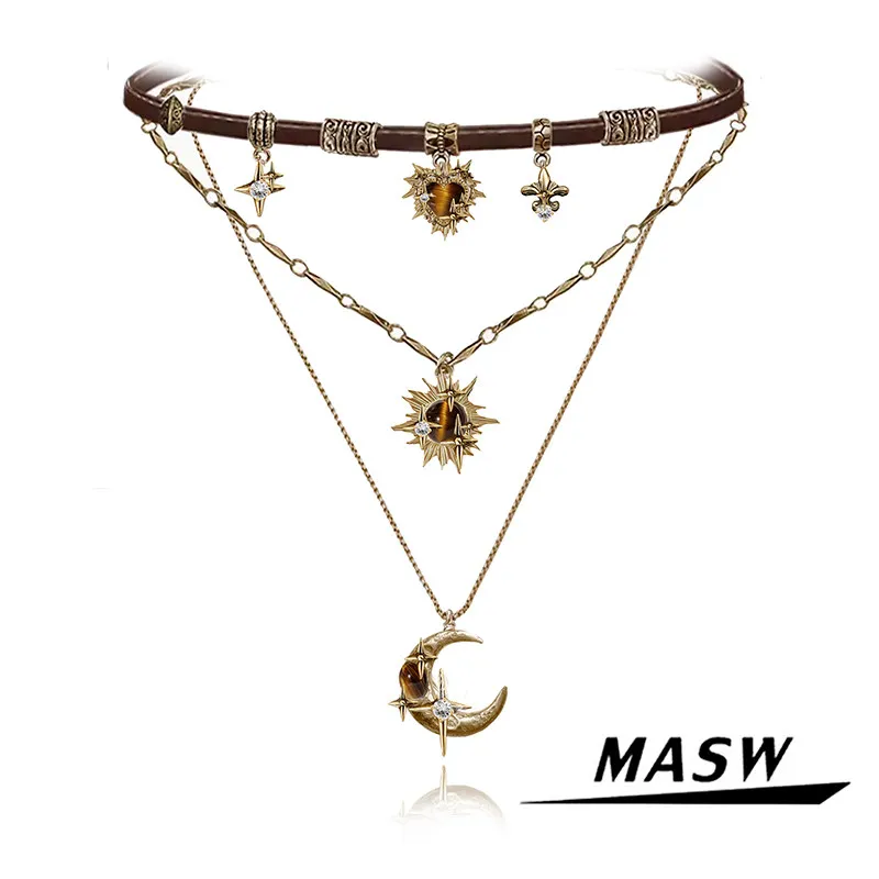 

MASW Original Design Vintage Temperament Moon Necklace For Women Female Gifts Hot Sale Delicate Accessories Modern Jewelry