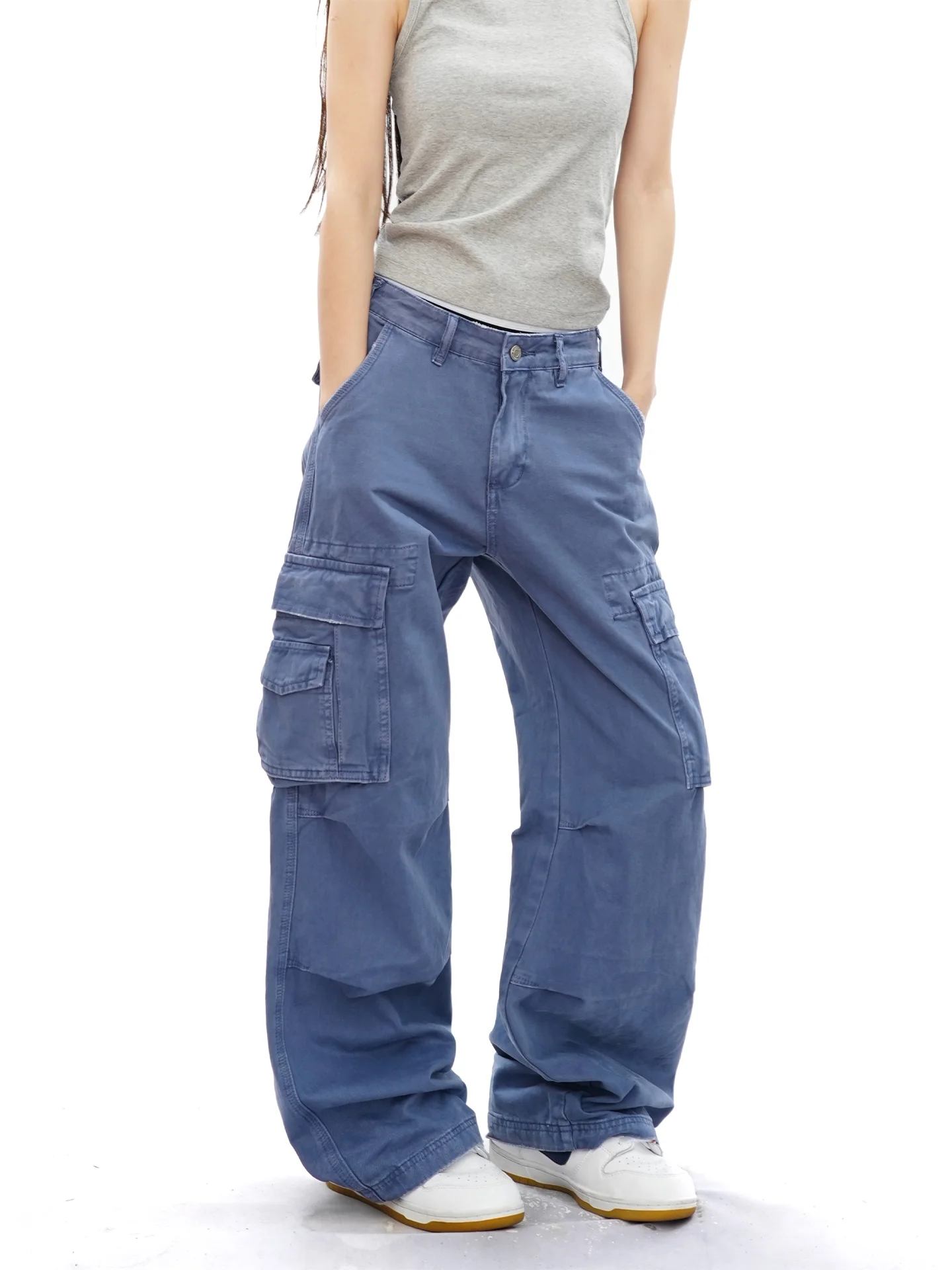 American High Street Retro Multi-Pocket Work Pants Loose Wide Leg Men's Women's Casual Versatile Loose Long Trousers Trendy