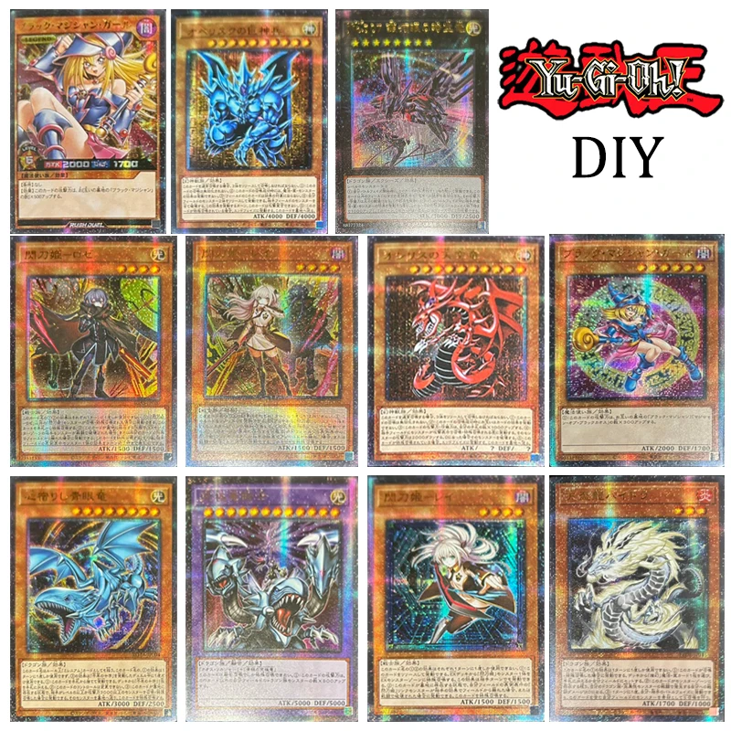 Yu-Gi-Oh Blue-Eyed White Dragon Red-Eyed Black Dragon Black Wizard Girl Flash Knife Ji DIY Collectible Cards Holiday Gifts