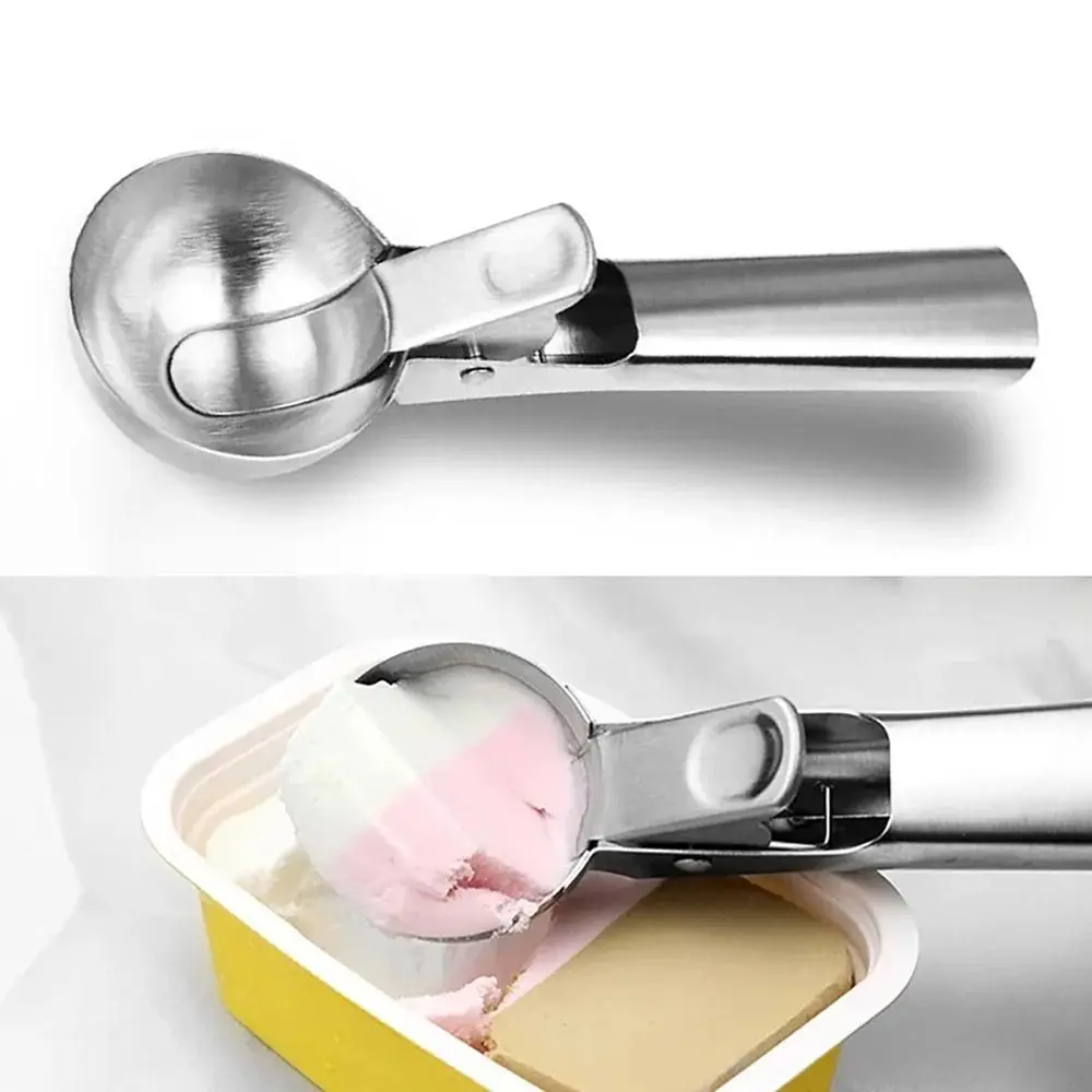 1Pcs New Stainless Steel Scooping Spoon Rebound Creative Ice Cream Spoon Multi-Function Snowball Maker Home Kitchen Tools