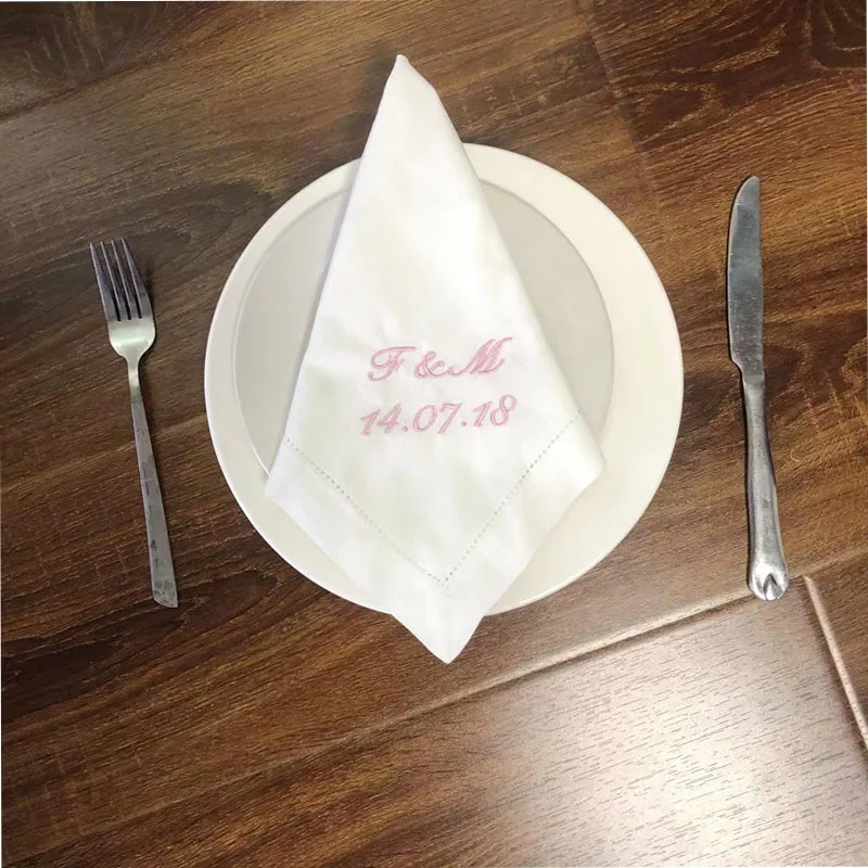 1piece Personalized Letter Customization Embroidered Napkins Home Wedding Party