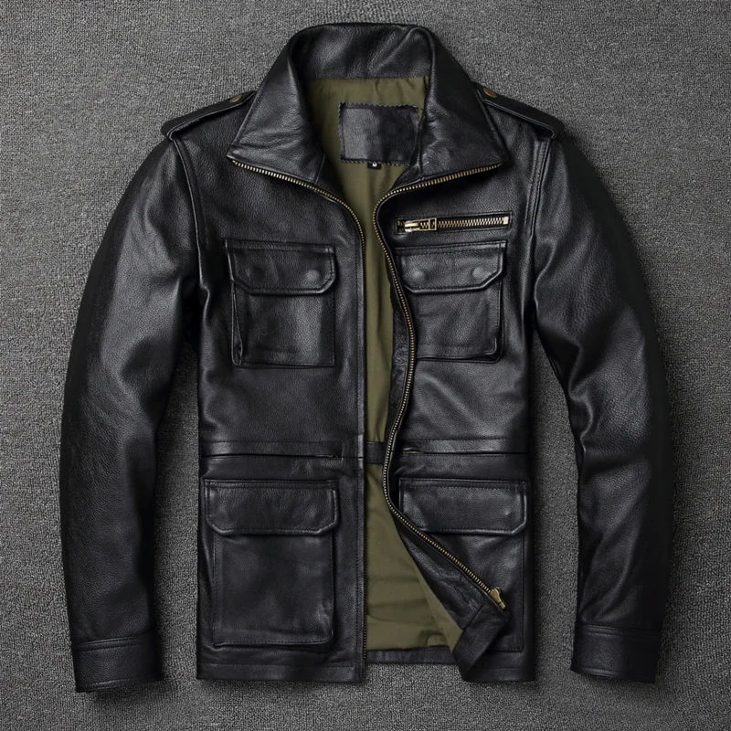 ジャケット・アウター beauty:beast Leather M65Military Jacket M65 Cap Winter Leather Jacket brown Art. 552 | Vintage Leder