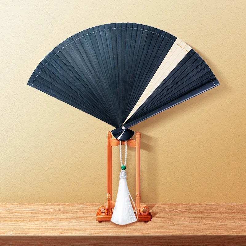 Chinese Style Bamboo Fan Portable Folding Hand Fan With Clip Color Dancing Performance Decor Tassel Vintage Fan Art Craft