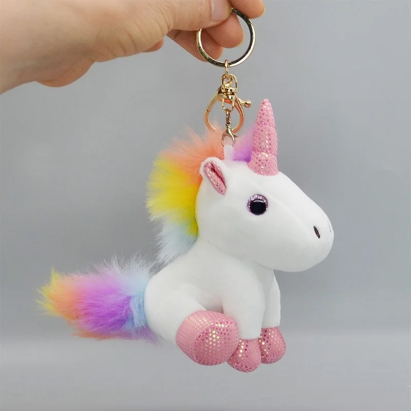 Candy สี Rainbow Unicorn กระเป๋าตามสมัยนิยมเสื้อผ้ากระเป๋าเป้สะพายหลังตุ๊กตาหนานุ่มพวงกุญแจจี้ของขวัญสำหรับแฟนเด็กความงาม