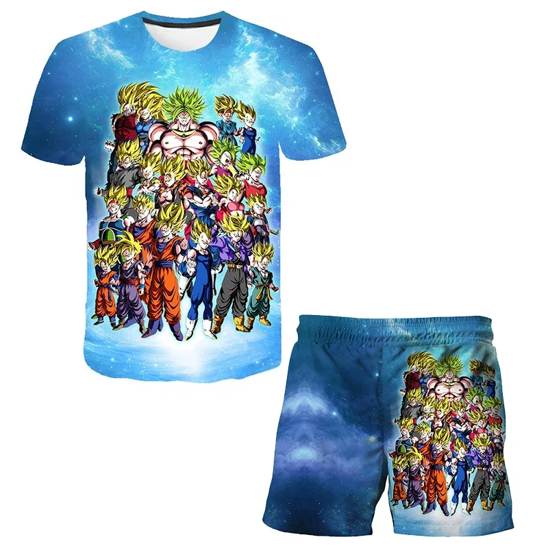 

Anime Kids Cosplay Set Dragon Ball Z Boy 3D T-shirt Fashion Summer Top Shorts Breathable Goku Character Gift Children's Clothing
