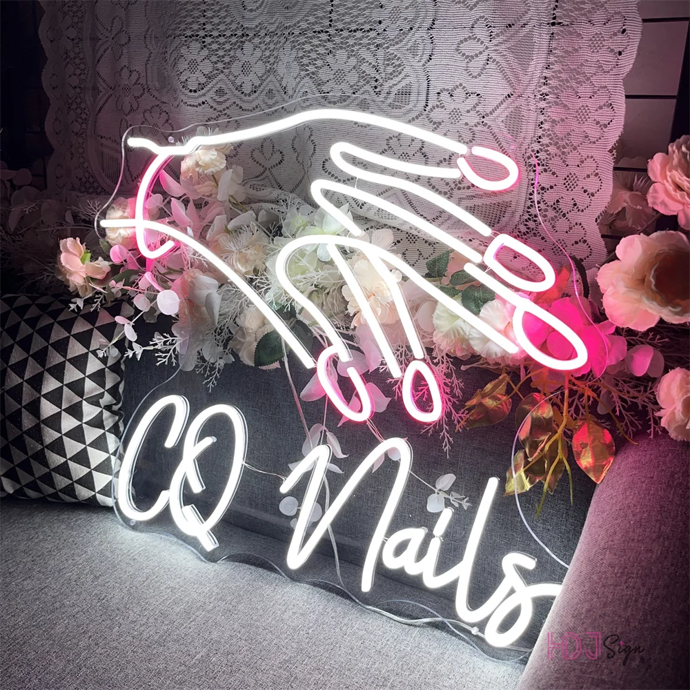 Imagem -02 - Beauty Nail qq Led Neon Sign Lights Art Wall Hanging Room Decor Led Neon Lights Lâmpadas Sinal Home Quarto Nail Store Decoração