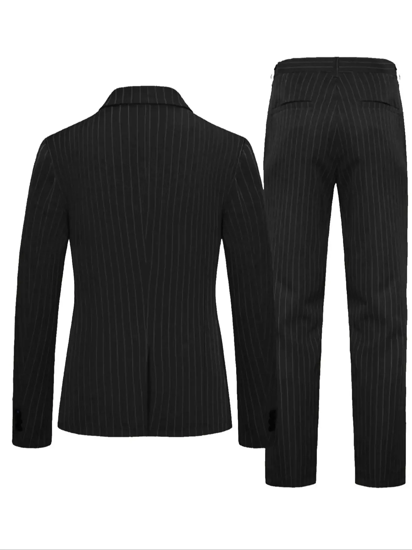2-Piece Men's Light Business Style Single-Breasted Striped Suit Set Non Stretch Blazer And Pants Ensemble For Formal Occasio