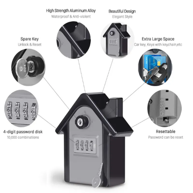 Khóa An Ninh Chống Trộm Cỡ Lớn Mật Khẩu Hộp Kim Loại Chứa Đồ Đa Năng Khóa An Toàn