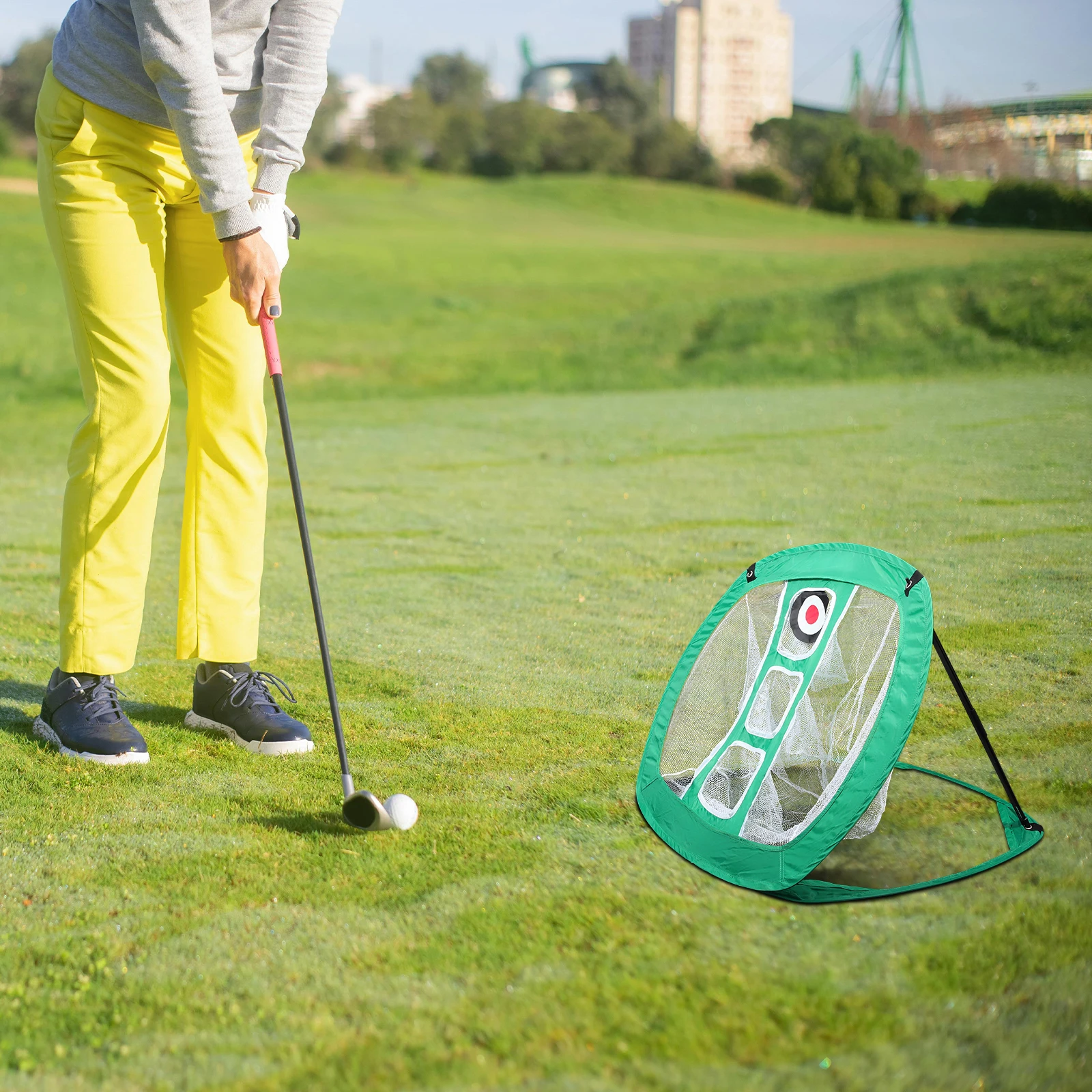 

Portable Golf Practice Net Lightweight Foldable Chipping Net Set for Indoor Outdoor Home Backyard Training Targets Square Design