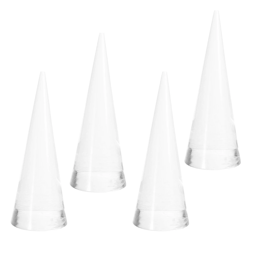 

4pcs Acrylic Ring Display Holder Cone Shaped Jewelry Organizer Stand for Home Store Use Lightweight Portable Easy for Women