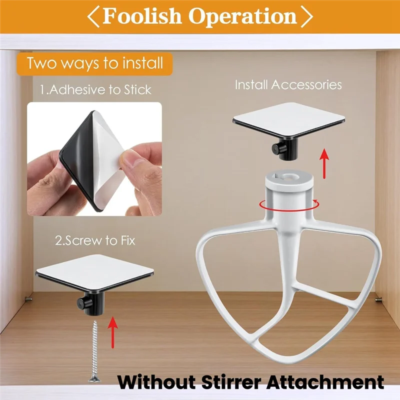 ABWP-4Pcs Stand Mixer Attachment Holders Storage Organizer With Screw And Adhesive For Dough Hooks Flat Beater Wire Whip