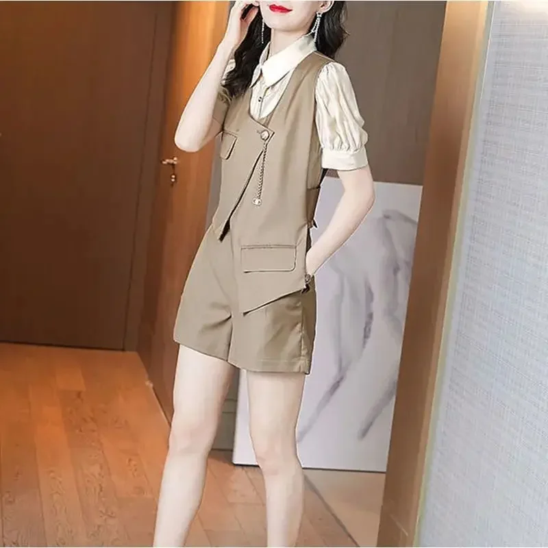 Korean Style Clothing Trend 2024 Fashion Female Shorts Outfit New Products With Jacket Matching Full Women\'s Short Sets 2 Pieces