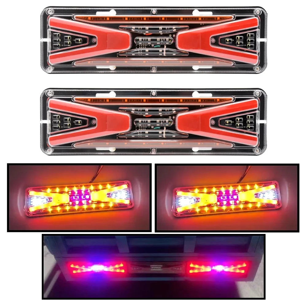 12V/24V LED Car Truck Tail Light Turn Signal Rear Brake Light Reverse Signal Lamp Tractor Trailer Lorry Bus Campers RV Tractor