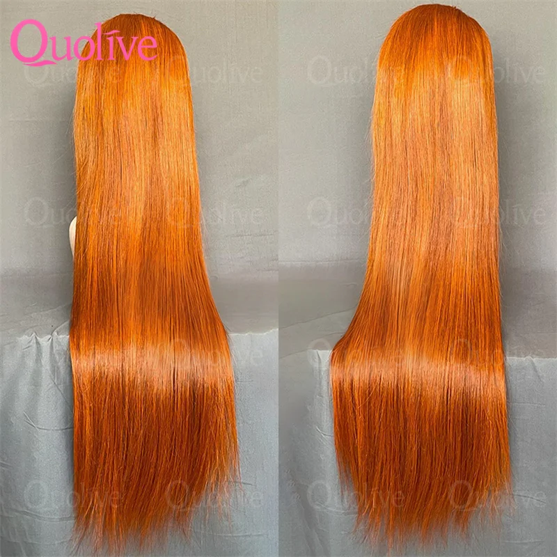 

Цветные прямые парики из натуральных волос Ginger Orange, 13x6, с кружевной передней частью, 200% плотность, 30 дюймов, HD кружевной фронтальный парик, бразильские, для женщин