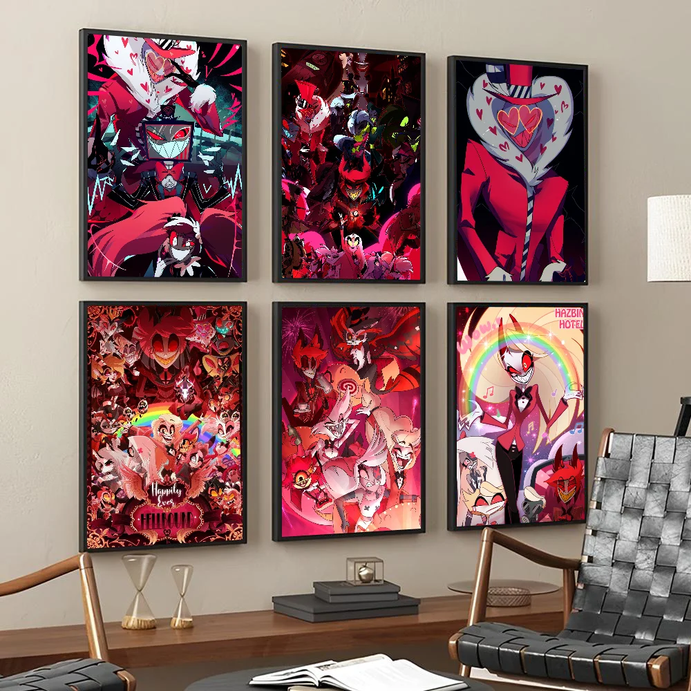 Cartoon H-Hazbin H-Hotel Posters Stickers Living Room Bedroom Entrance Cafe Wall Art Decoration Painting Room Home Decor