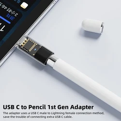 Tablet Stylus Charger Connector USB C to iPencil Adapter Supports Pairing and Charging of Pencil 1st and I/Pad 10th Generation