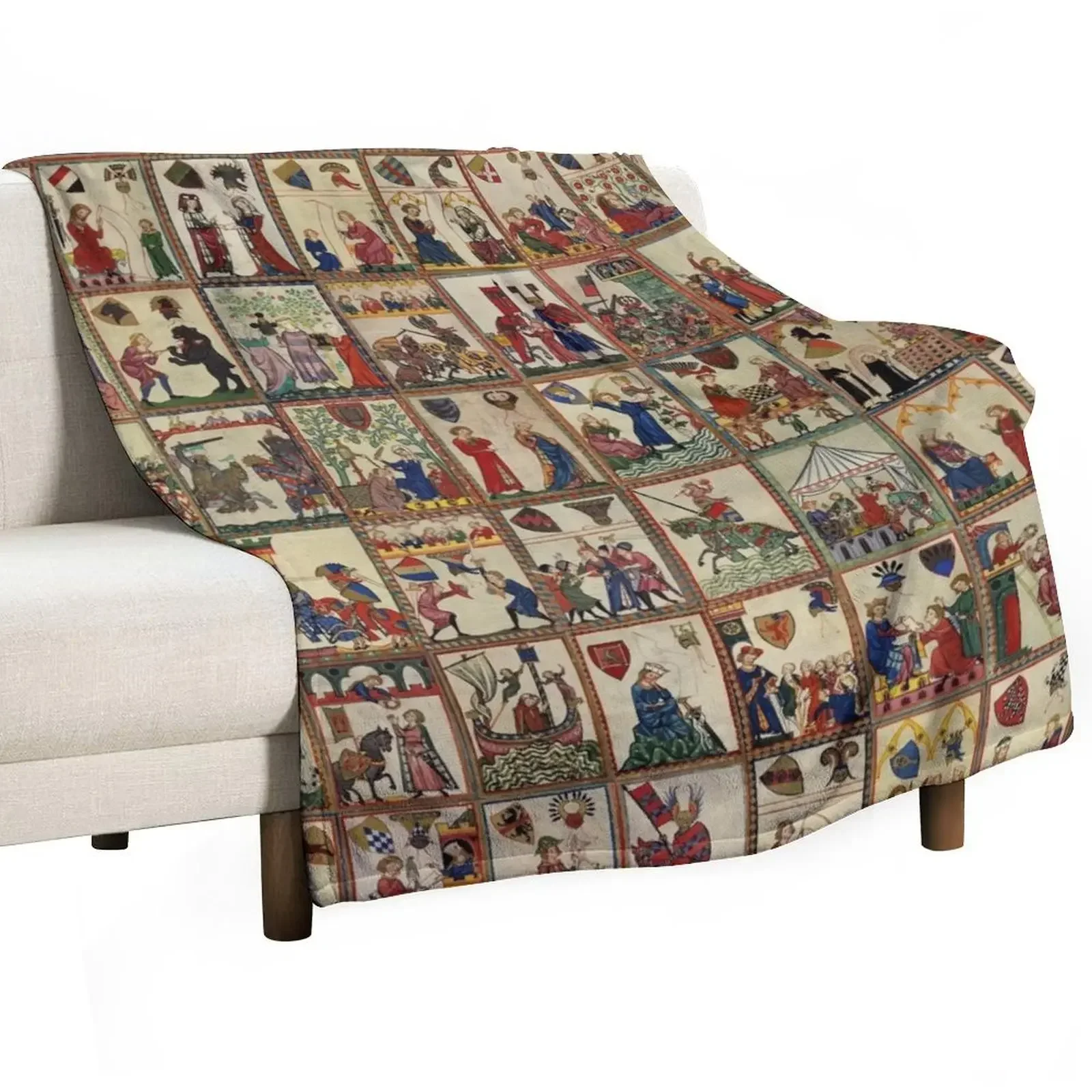 Codex Manesse Throw Blanket Luxury St Sleeping Bag Multi-Purpose Decorative Sofa Weighted Vintage Blankets