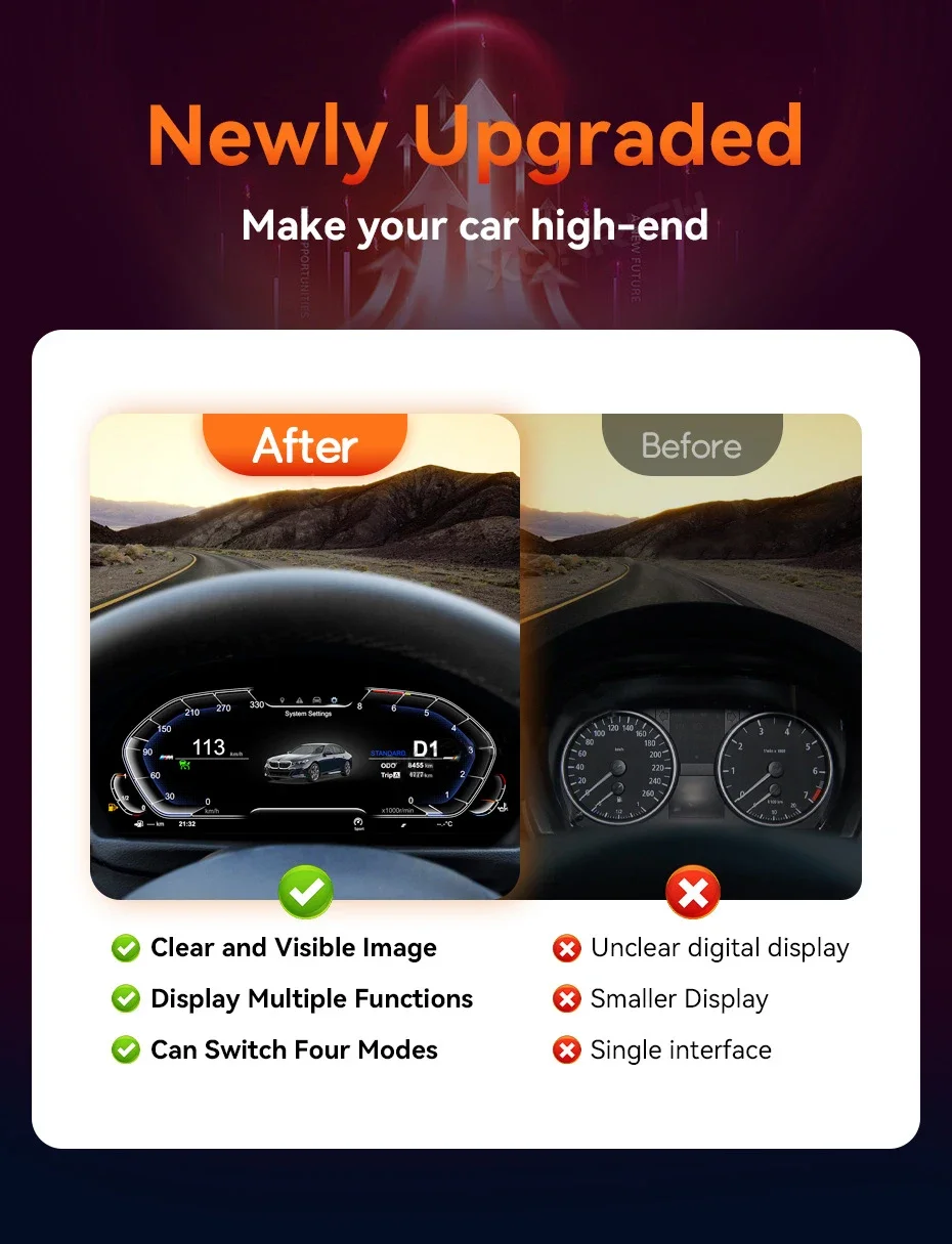 1920*720 12.3“ Dashboard Instrument Car Digital Cluster Virtual Cockpit For BMW X1 E84 2006-2015 QLED Screen Speedometer