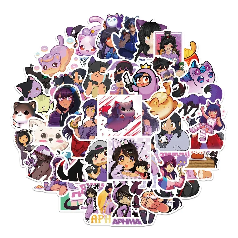 50PCS Game Aphmau Graffiti Stickers Cartoon Exquisite Fashion Sticker for Phone Computer Notebook Stationery DIY Toys Secret