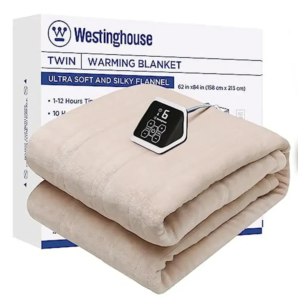 

Electric Heated Twin Blanket 10 Heating Levels Auto Shut Off Soft Flannel Overheat Protection Fast Warming 72 156" Cord Length