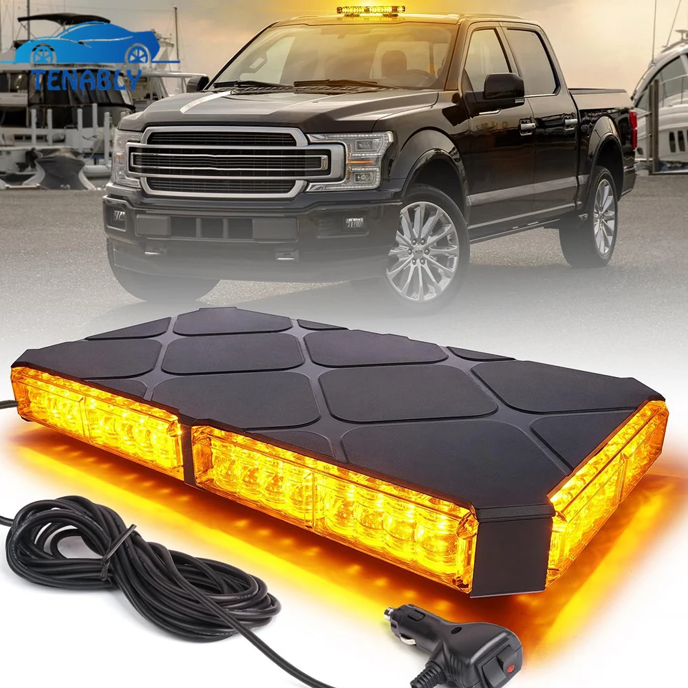

11.5 Inch Roof Top Emergency Strobe Lights with Magnetic Base Stroboscopes LED Warning Traffic Hazard Caution Light Bar 12-24V