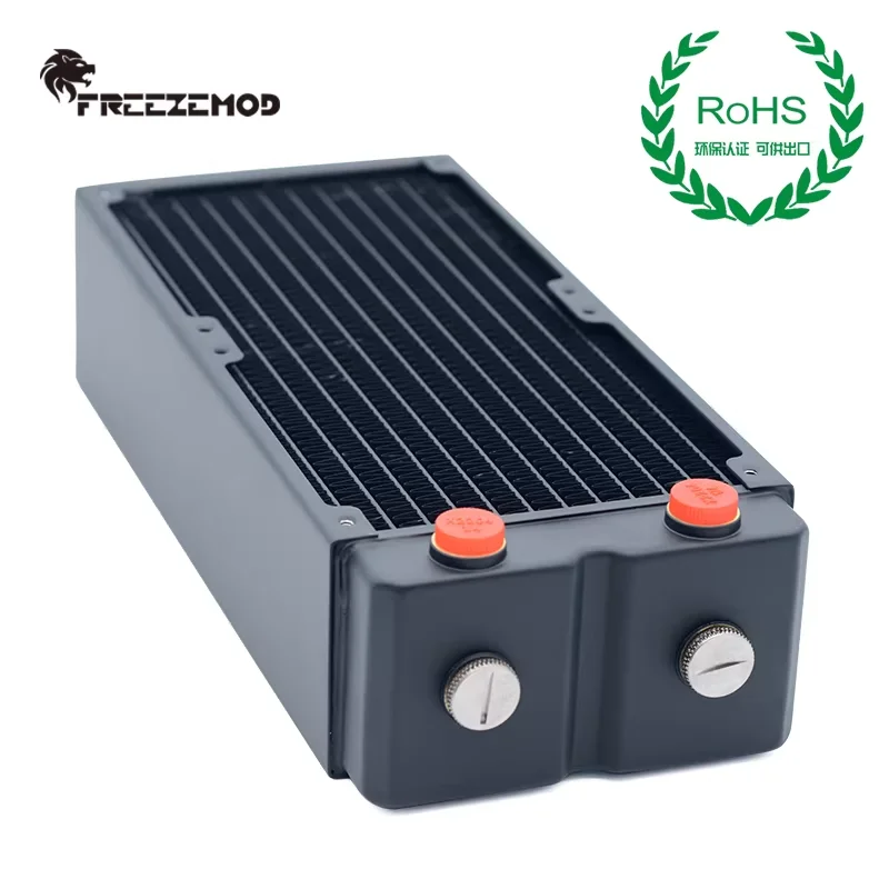 FREEZEMOD TSRP-HP65-240 65mm Thick Copper Radiator Triple Layer Fins 240mm G1/4 ROHS PC Water Cooling Heat Sink