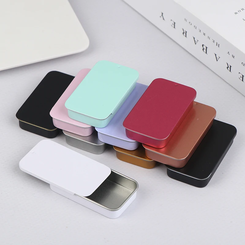 60*34*11mm Slide Cover Aluminum Box Empty Refillable Containers Square Storage Box For Cosmetic Lip Balm Cream Jewelry Pill Case