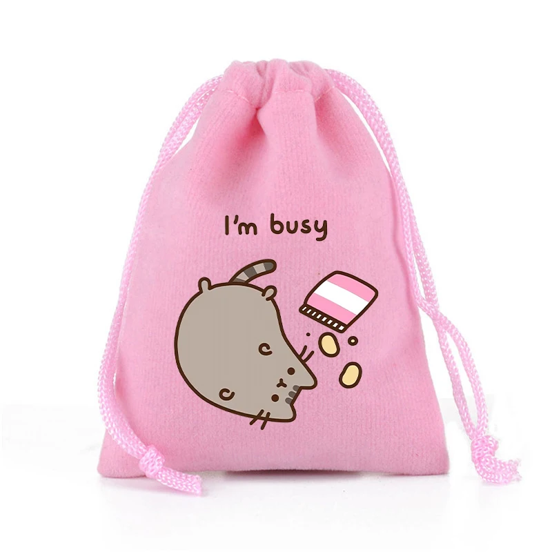 Pusheens Drawstring Bag Cute Printed Handbag Student Stationery Organiser Household Products Large Capacity Gift Storage Bags