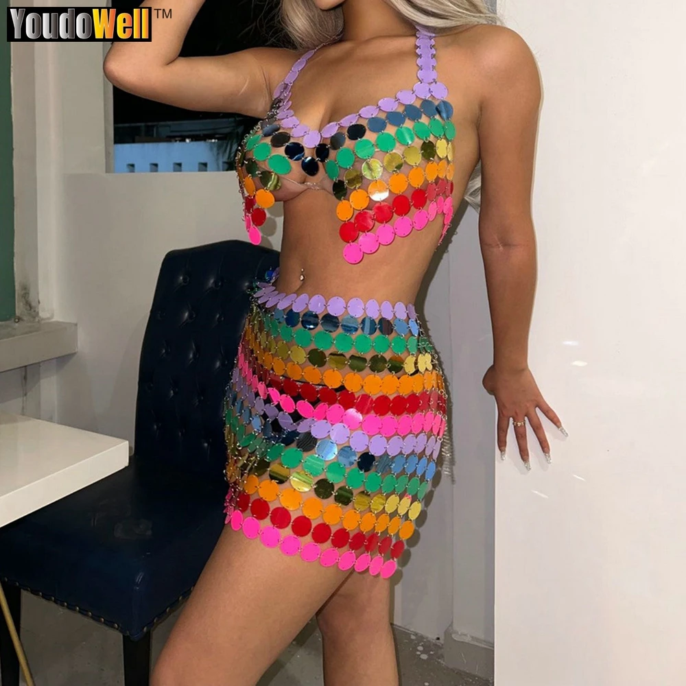 

Backless Beach Party Suit for Women, Hand-Stitched Sling, Explosion Style, Sexy Nightclub, Music Festival, Beaded Color, 2023