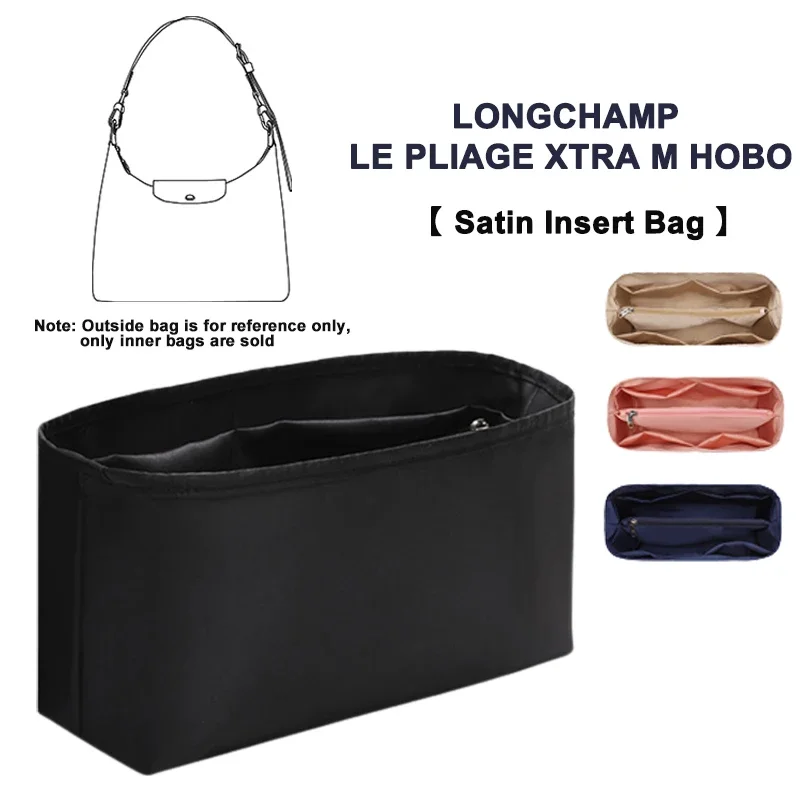 

Сумка-вставка EverToner с застежкой-молнией для LONGCHAMP Le Pliage Xtra M, сумка-хобо, атласная сумка для хранения с внутренней подкладкой, школьная сумка