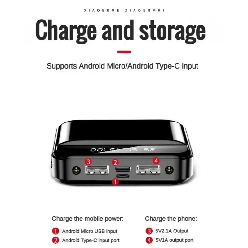 300000mAh Mini Power Bank Draagbare oplader Spiegelscherm LED Digitale Powerbank Externe batterij voor iPhone Xiaomi Huawei Samsung - afbeelding 2