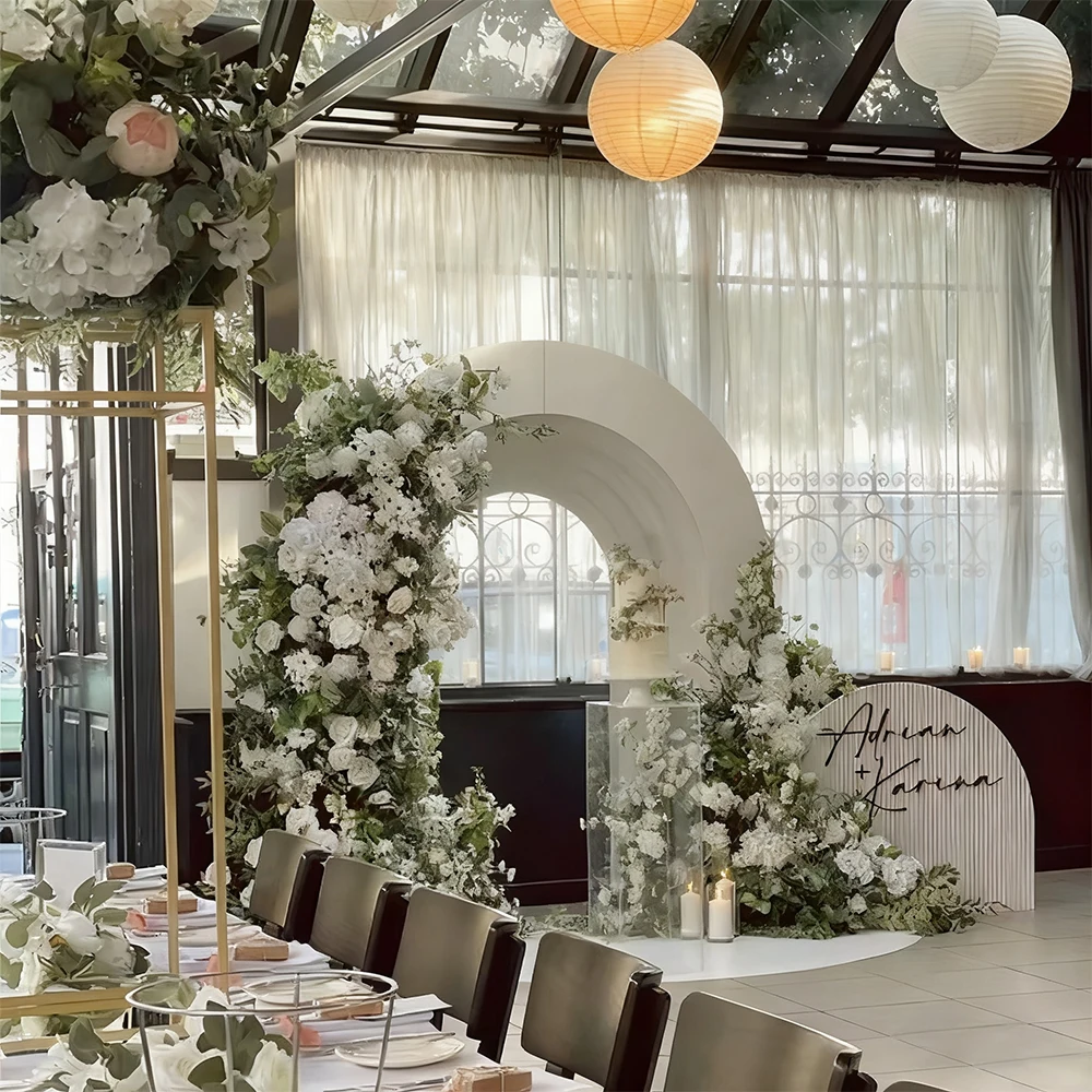 

White Rose Hydrangea Wedding Arch Artificial Flowers Wedding Backdrop Flowers For Wedding Aisle Background Decoration