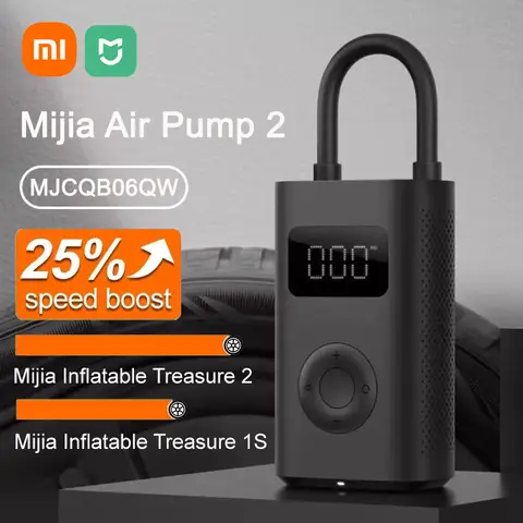 Xiaomi Mijia Air Pump 2 for Bicycles and Balls, Digital Tire Pressure Preset, Automatic Stop Charging, Type-C Multitool Inflator