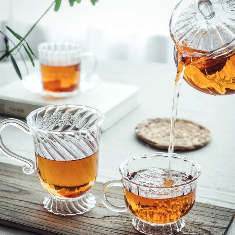 Heat Resistant Glass Retro British Glass Tea Set Teapot Cup Afternoon Fruit  Coffee Cup Drinking Water Bottle Drinkware