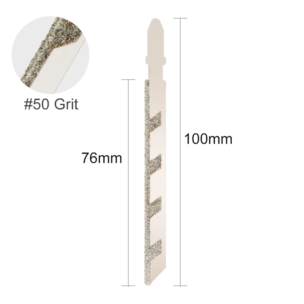 XCAN 1pc 4'' 100mm Jigsaw Blades Diamond Coated T-shank Jig Saw Blade 50 Grit For Granite Tile Cutting Power Tools Accessories