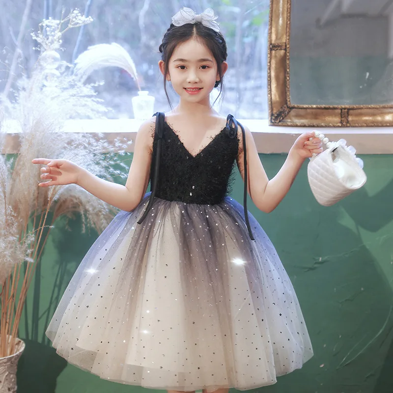 Children’s evening dress for Girls Wedding Birthday party baby Sequins Sling Dress 2-12year old Kids tutu Princess Dress