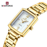 NAVIFORCE Women's Fashion Square Watches Gold Stainless Steel Strap Luxury Ladies Quartz Wristwatches Qualities Female Clock