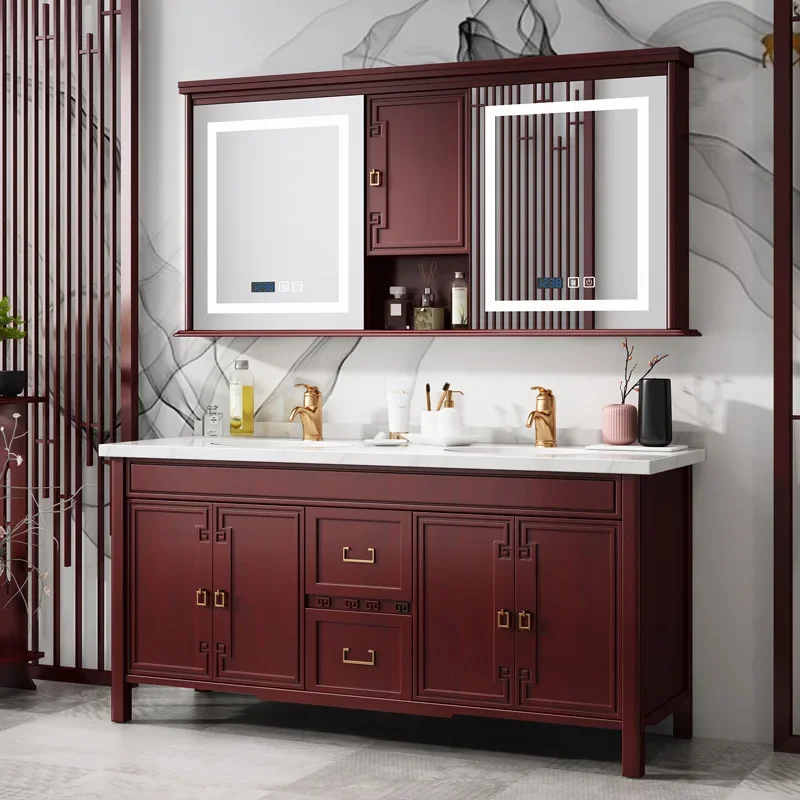 لائحة، طراز صيني جديد، خزانة حمام، مجموعة، مرحاض، خشب متين، حوض #4