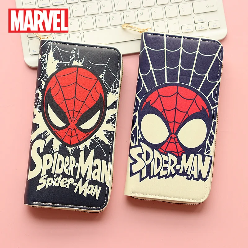 

Marvel Spider Man Wallet Anime Cartoon Cool PU Long Large Capacity Phone Wallet Zipper Handheld Card Bag Student Men Women Gifts