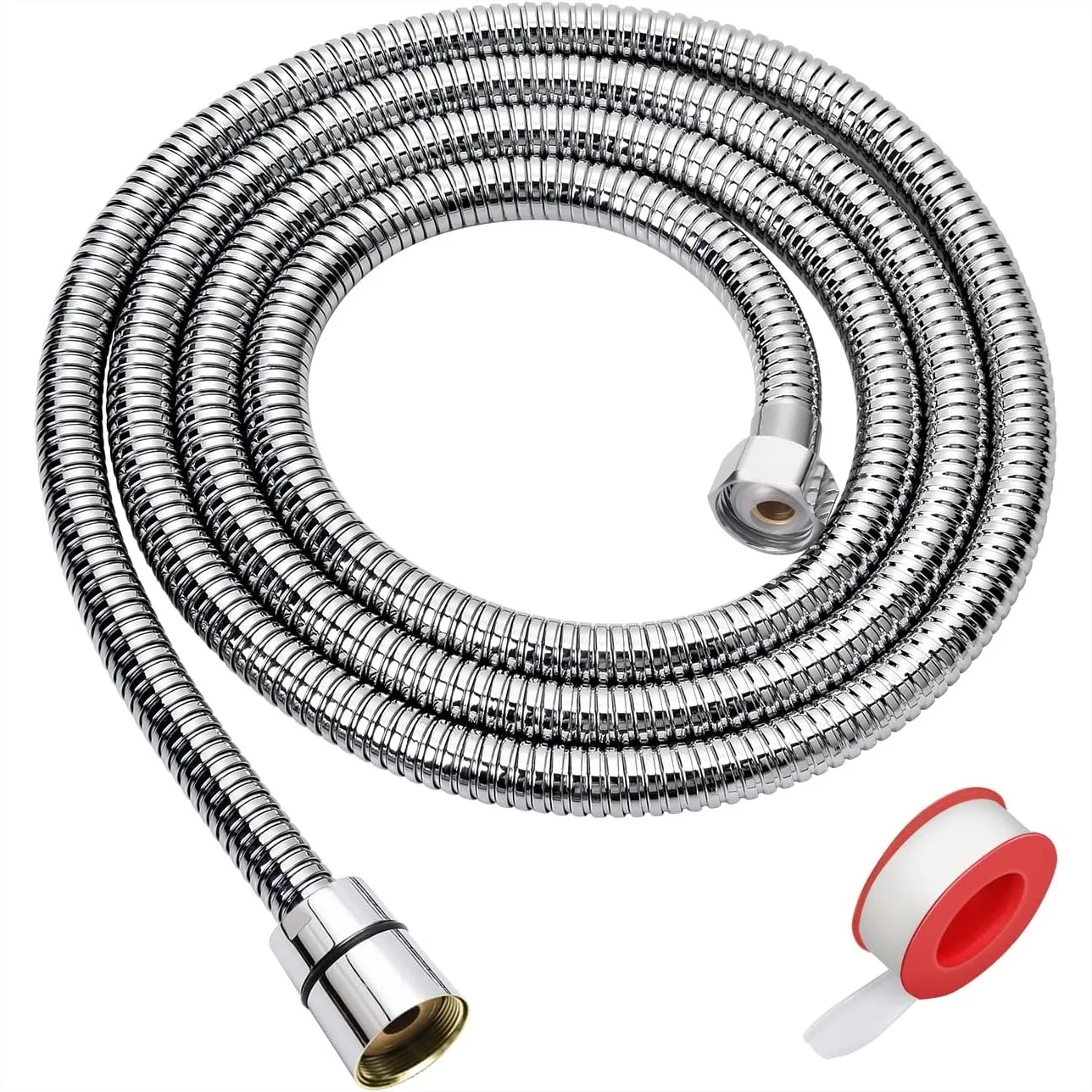 

Extra Long 90 Inch Shower Hose with Brass Connectors - Flexible Stainless Steel Handheld Shower Hose