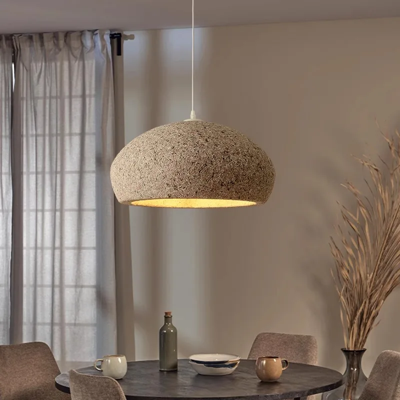 Nordic Wabi Sabi Pendant Lamp Simple Stone Hanging Lamp For Dining Room Loft Staircase Bar Creative LED Restaurant Pendant Light