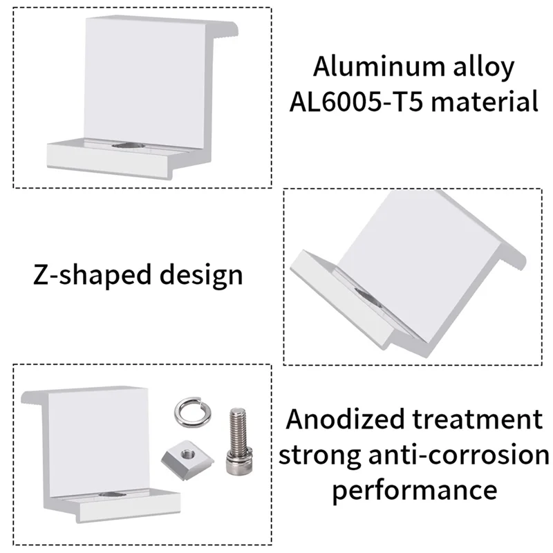 Kit de braçadeira final do suporte do módulo solar de 4 peças, suportes de braçadeira de borda do painel solar, painel solar ajustável da braçadeira final solar, 30mm