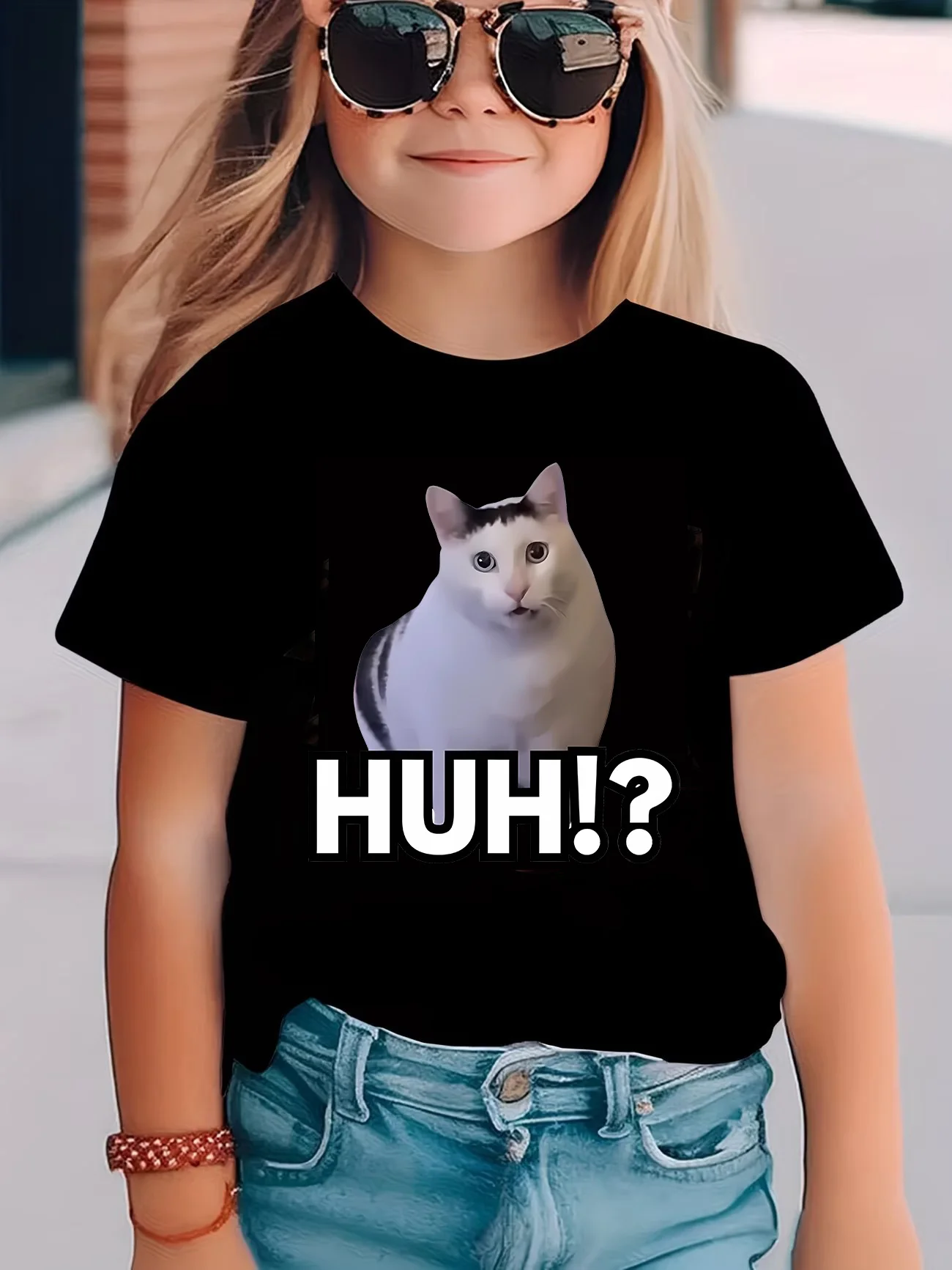 

New T Shirts Kids Children's T-shirt Harajuku Cat Meme Boys Girls Summer Spring Casual Top Tee Clothing