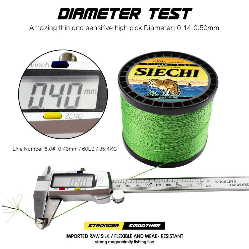 SIECHI Japan 4 Stränge geflochtene Angelschnur 1000 m 300 m Multifilament gesprenkelter PE-Draht Fliege Meer Salzwasser Süßwasser Pesca – Detail 8