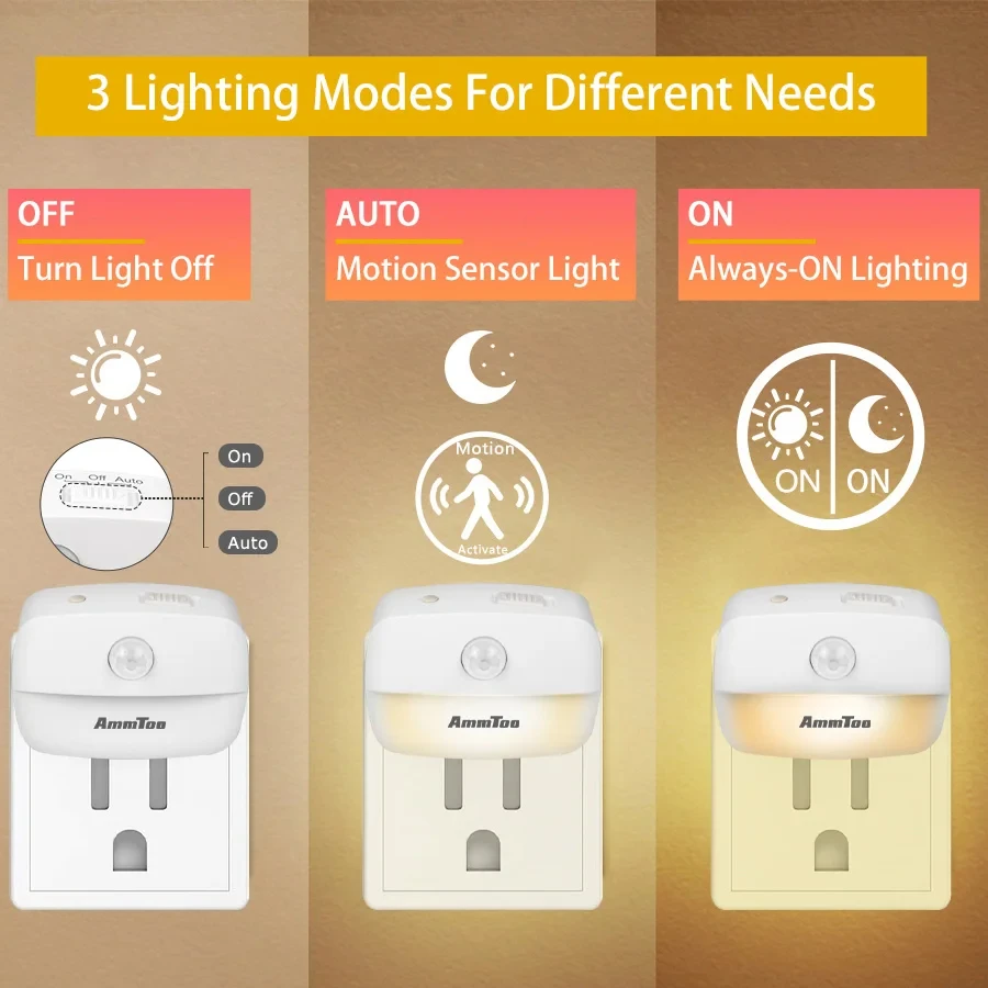 LED Night Light Motion Sensor Light 220V EU Plug In Smart Motion Sensor Light Warm and White Light Dual Color Night Lamp