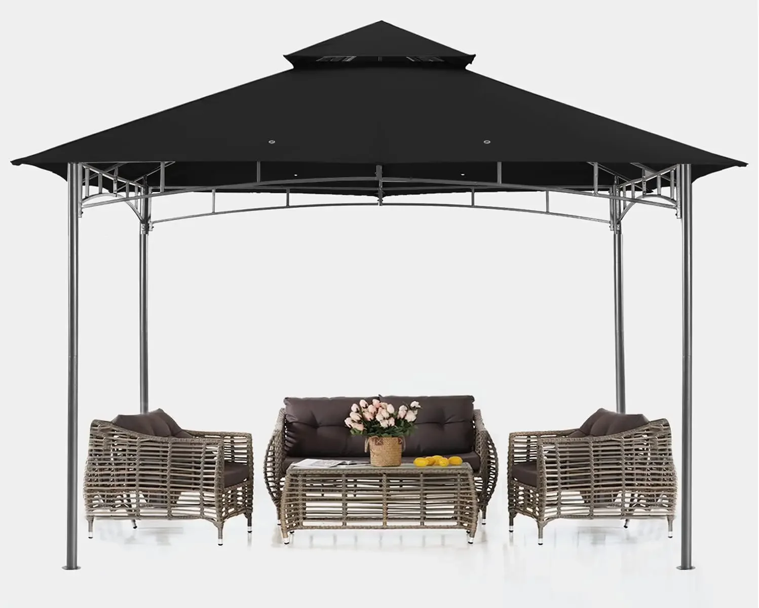 

Gazebos for Patios 8x8 - Outdoor Steel Frame Gazebo for Lawn Backyard Garden Deck (Black)