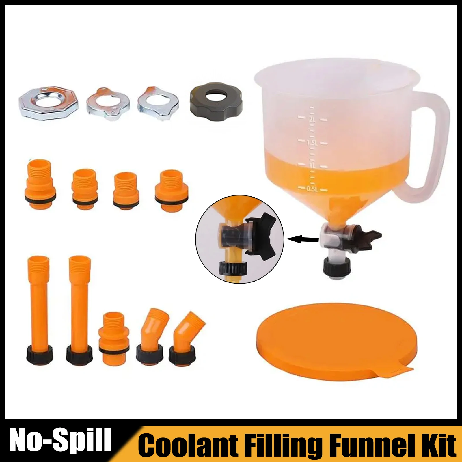 15 Piece Car Accessories Fit Universal Vehicles Pour Oil Tool Spill Proof Coolant Radiator Filling Kit Filling Funnel Spout