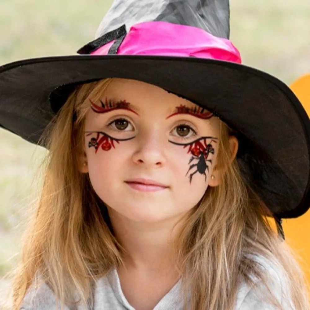12Pcs Spider Web Halloween Face Tattoo Sticker Waterproof Pumpkin Bloodstain Blush Temporary Tattoo DIY Long Lasting